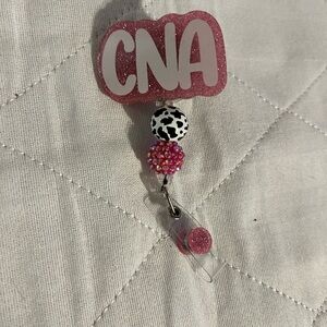 Pink CNA Badge Reel with Beaded Accents